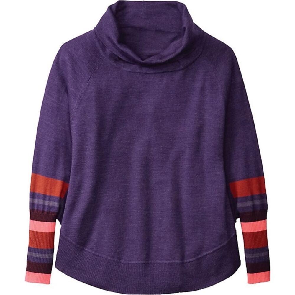 Smartwool Sweater Poncho Womens Small Medium Purple Nokoni Merino Wool Striped